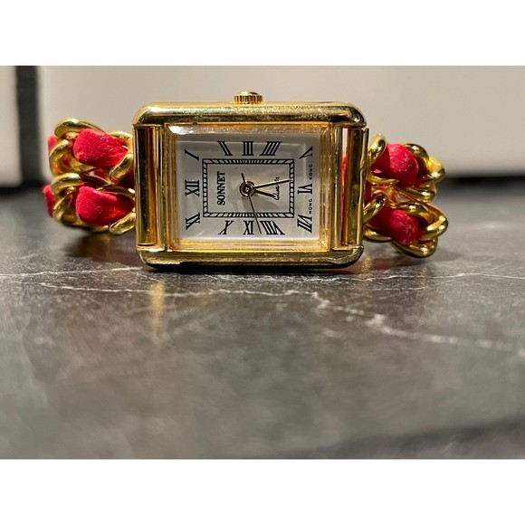 Gold and Red Rope Sonnet Watch - New Battery - Picture 2 of 7